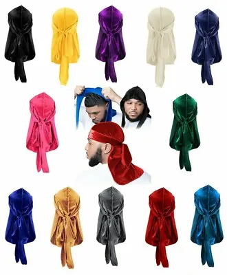 VELVET DURAG Silky Headwrap Hat Cap Unisex Premium Du Doo Rag Wave Dance Design • $5.99