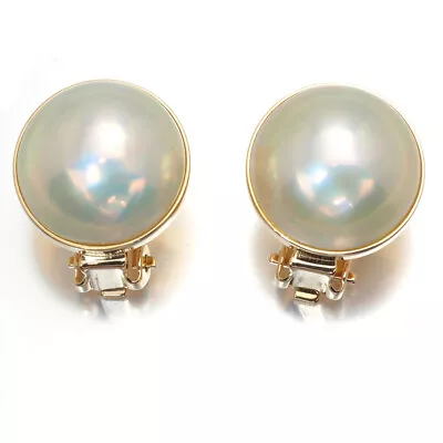 Auth TASAKI Earrings Mabe Pearl 15.0mm 18K 750 Yellow Gold  • $696.51