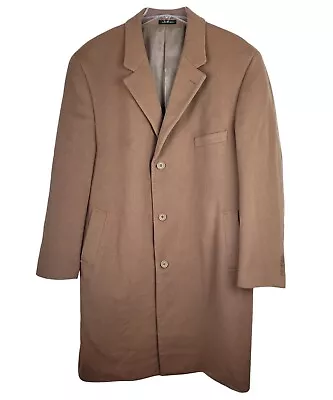 Lauren Ralph Lauren Overcoat Mens 44R Camel Beige Cashmere Wool Long Columbia • $111.99