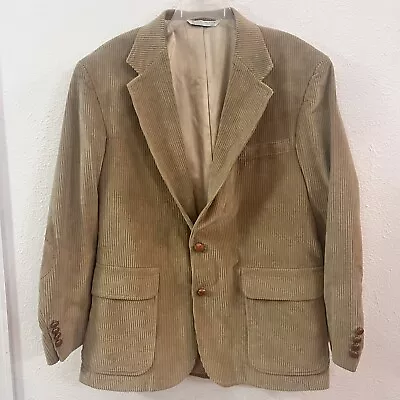 Vintage Lands End Tan Corduroy Elbow Pads Suit Coat - Size 42R • $39