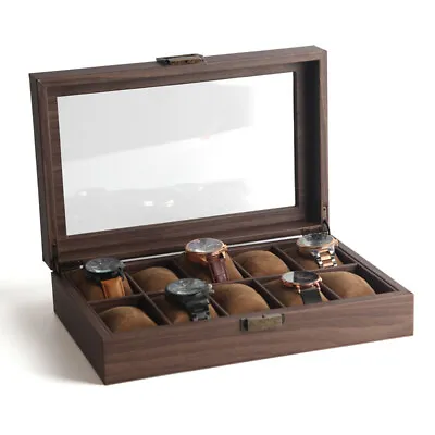 Mens 2 6 10 12 Grids Wooden Watch Display Case Collection Storage Holder Cases • $32.99