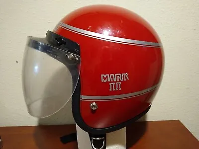 Vintage Maxon Mark II Open Face Motorcycle Helmet Red W/Face Shield Size Medium • $49.95