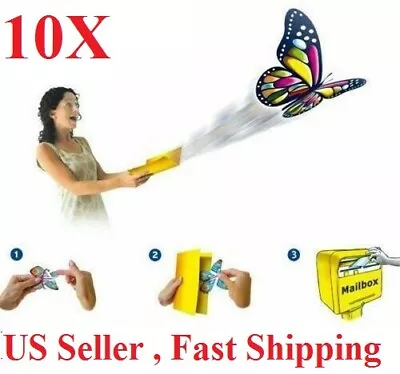 10pcs Flying Butterfly Greeting Card Book Magic Toy Fly Wind Up Great Gift -USA  • $8.59