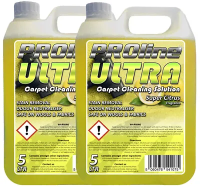  CARPET CLEANING SHAMPOO SOLUTION 2x5LTR ODOUR STAIN REMOVER  SUPERCITRUS • £20.95