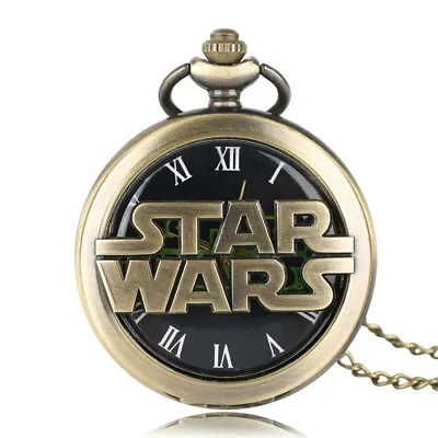 Steampunk Bronze Star Wars Design Quartz Pocket Watch Necklace Chain Gifts Xmas • $4.64