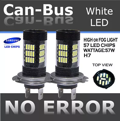 H7 Samsung LED 57-SMD Super White 6000K Headlight Light Bulbs High Beam Fog A65 • $12.99