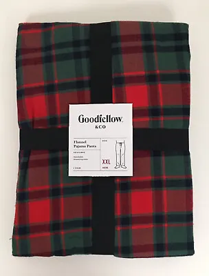 Goodfellow & Co Men's Flannel Pajama Pants XXL 44/46 2XL Plaid Green Red New • $14.06