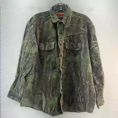 Vintage Winchester Men's Green Brown Tree Bark Camo XL Shirt Jacket Cotton Blend • $35