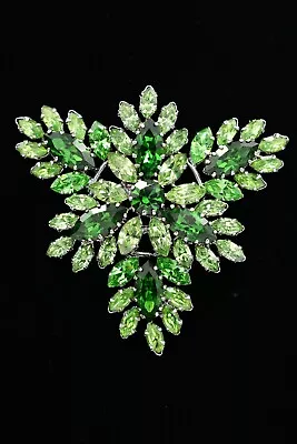 Austria Vintage Crystal Pin Brooch Green Prong Rhinestone Marquise Signed Bin7 • $63.96
