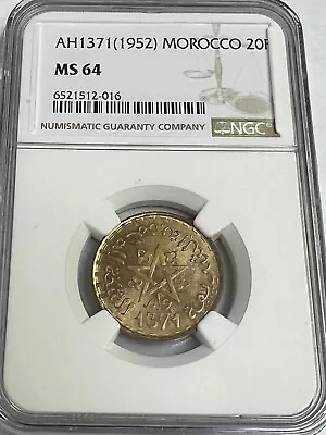 1371 (1952) Morocco 20 Francs Y#50 NGC MS-64 • $39.95