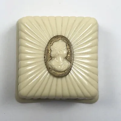 Vintage Dennison Cream Plastic Presentation Ring Box W/ Cameo Design - USA • $29