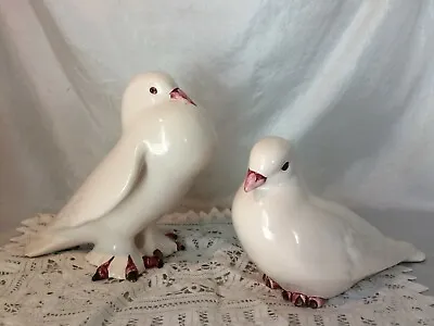 RARE J Willfred Art Pottery Pair Of Doves Figurines Hand Signed Portugal Sadek • $44.99