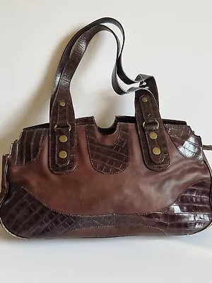 Max Mara Brown Leather Handbag Shoulder Bag - Snake/Crocodile Print Detail  • £79.99