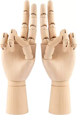 2 Pack 7  Flexible Wood Hand Model Wooden Mannequin Right Left Hand Drawing Fi • $26.11