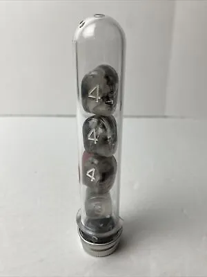 D4 Dice Set Of 5 D&D RPG (Clear B&W In Tube) Dungeons And Dragons. Four Sided • $11.90