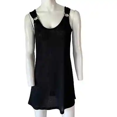 J Valdi Semi-Sheer Beach Pool Swimsuit Cover-up Sleeveless Black Size Small • $20