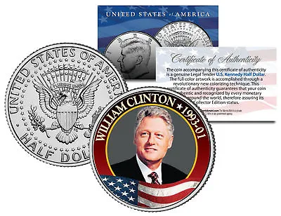 WILLIAM Bill CLINTON President * 1993-2001 * JFK Half Dollar Colorized U.S. Coin • $8.95