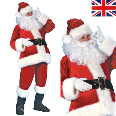 £17.99 • Buy Men's Santa Claus Costumes Father Christmas Fancy Dress Deluxe Outfit Suit