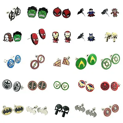 Dc & Marvel Superheroes Comic Movies Characters Logos Post Enamel Stud Earrings • $9.27