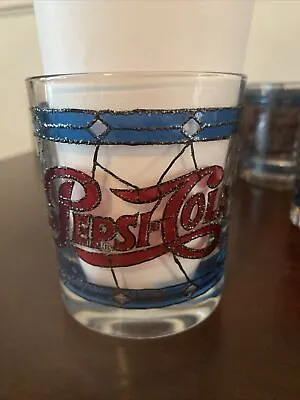 Pepsi Cola Stained Glass Tiffany Style Tumblers Vintage Set Of 12 • $49.95