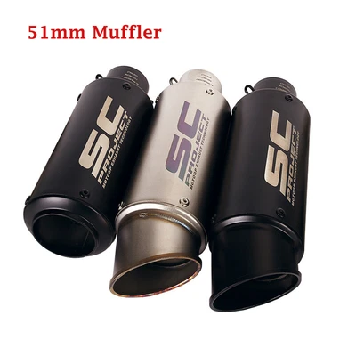 $65.19 • Buy 51mm Exhaust Tips Universal Motorcycle ATV Short Muffler Tail Pipe Black Slip On
