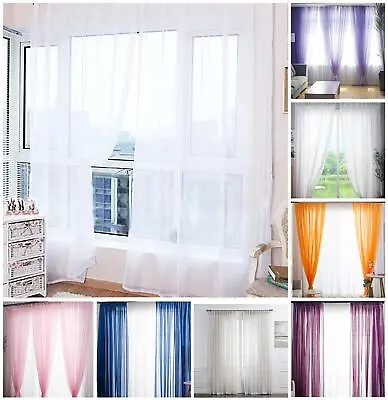 Voile Curtain 1 Panel Slot Top Or Eyelet Ring Top Mesh See-Through Net Curtain • £6.39