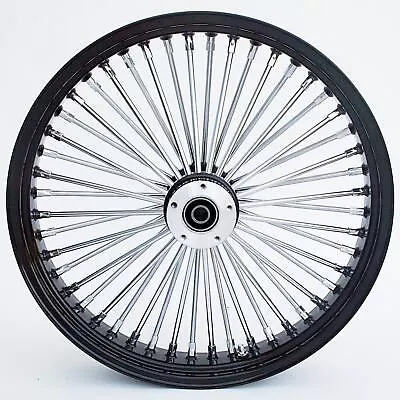 Black/Chrome Ultima 48 Fat King Spoke 21x3.5 Front Dual Disc Wheel Harley 00-07 • $368.95