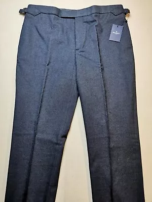 HACKETT LONDON Mens UK 36 Stretch Wool Blend Trousers (NEW) Blue Tailoring Req • £49