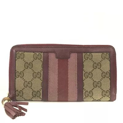 GUCCI Bamboo Tassel GG Logo Canvas Zip Around Long Wallet/9Y0220 • $3.25