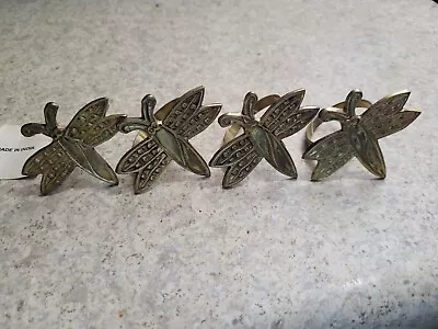 4 Brass Napkin Rings Vintage Dragonfly Made In India Set Of 4 • $14.99