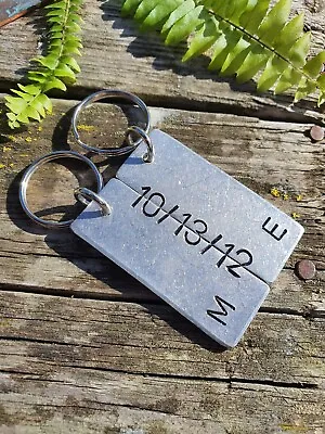 Personalised 10th 11th Wedding Anniversary Tin Gifts Husband Wife Keychain Set • £14.99