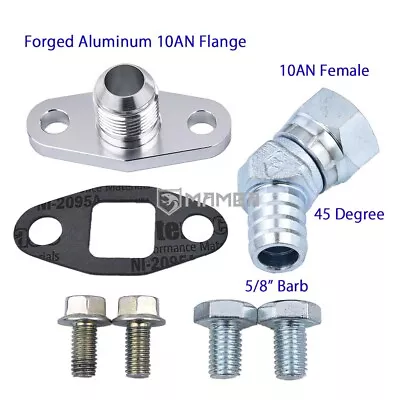 45Deg Turbo Oil Return 5/8 Barb Fitting Kit Garrett T3 T4 TB03 T04B T04E T60 T61 • $33.90