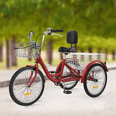 TAUS Adult Tricycle Adult Trike 26  1 Speed Red Bikes W/Removable  Basket • $238.03