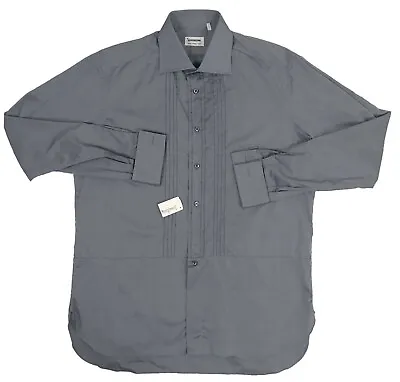 NEW Lorenzini Tuxedo Dress Shirt! 18.5 Long (46) 37 Sleeves  Gray  Ruffled Front • $129.99