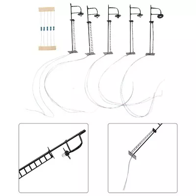 5Pcs N Gauge Yard Lights Model Lamp Posts Easy Installation With Free Resistors • £14.63