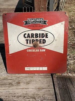 Vtg Old Simmons Saw & Steel Co. Carbide Tipped Circular Blade Sign Fitchburg • $29.99