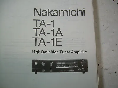 Nakamichi Original Service Manual For TA-1  TA-1A & TA-1E • $12