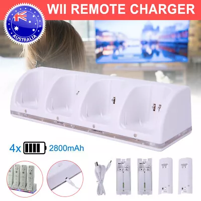 4 Rechargeable Battery For Nintendo Wii Remote Charger Dock Station Controller • $21.25