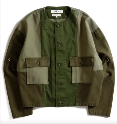 FDMTL Patchwork No Collar Jacket Rinse	KHAKI	S(US XS) NEW Shirt UNISEX Mens • $188
