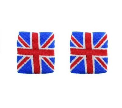 Pair Of Red Blue White Union Jack Sports Party Wristbands Sweatbands Arm Bands • £4.99