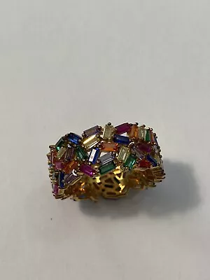 Nordstrom Multi Color Crystal Baguette Wide Band Ring Sz 8 New • $19.99