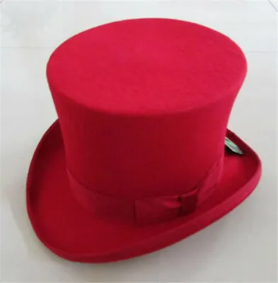 18cm Height 100% Wool Vintage Hat Mad Hatter Performing Magic Top Hat 3 Colors • $33.99
