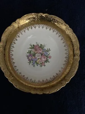 Homer Laughlin Vogue*VOG 74*8 1/4” Serv’g Bowl*22K Gold Flowers Victor. Republic • $9.99