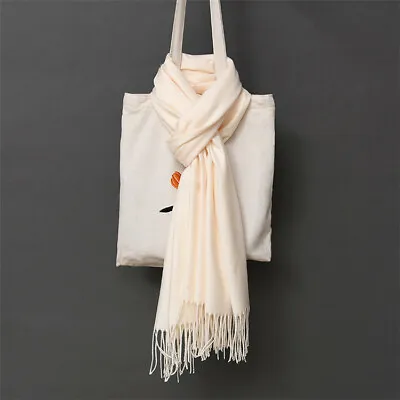 Mens Womens Oversize Solid Scarf 100% Cashmere Scotland Wool Blanket Shawl Wrap • $10.99