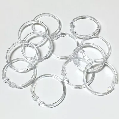 12Pcs Shower CURTAIN RINGS Hooks Easy Snap On Clear Plastic Bathroom Accessories • $8.79