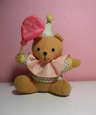 Russ LIttle Bear Dressed Nicely W/ Hat & Balloon Saying  I Love You This Much   • $16.99