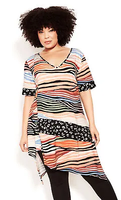 $15 • Buy Avenue By City Chic Womens Plus Size Casey Asymmetrical Lines Tunic Top - Ivory