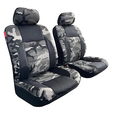 For Chevy Silverado 3500 2007-on Car Front Seat Covers Black Camo Canvas 2PCS • $50.75