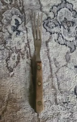 Vintage Olsen Meat Fork Stainless Steel Dinner Fork Wood Handle • $11.80