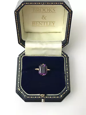 4ct Amethyst Ring 9ct Gold Vintage Art Deco Amethyst Gold Ring - Size O 1/2 • £300